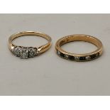 9ct gold Cluster plus diamond and Sapphire ring set size R