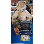 A Corona Typewriter, Teddy and 3 Old Tins