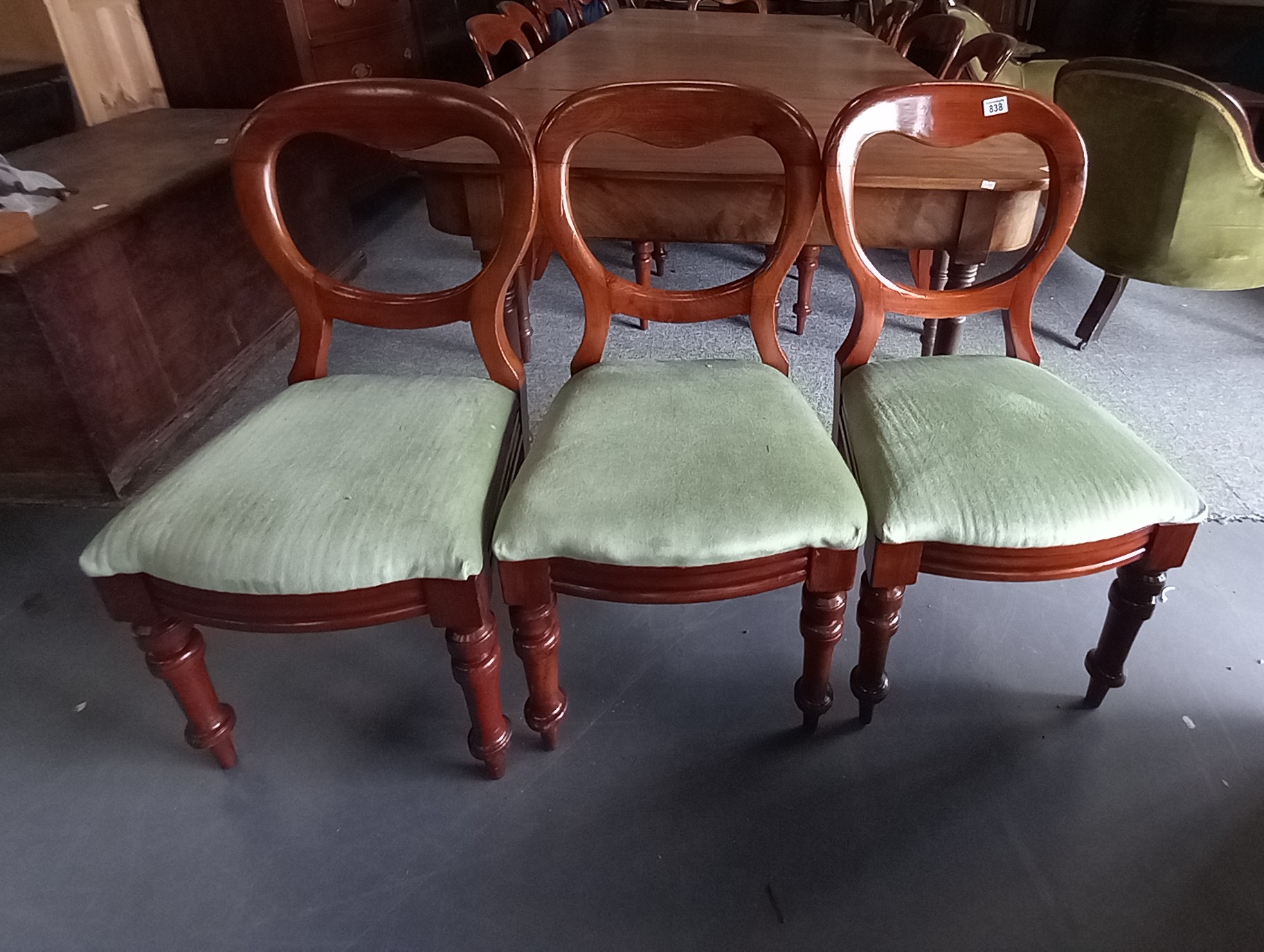 Set of 12 Victorian Balloon back dining chairs