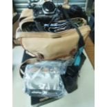 Billingham Camera Bag with Olympus camera, lenses and instruction manual etc