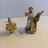 Small Dresdner Figurine (broken fingers) plus one other