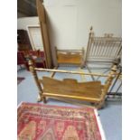 Antique pine double bed frame
