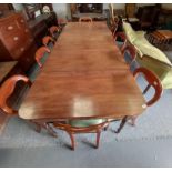 D end Georgian Mahogany 12 Legged dining table with 3 leaves 296cm when extended x 121cm