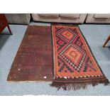 x2 rugs in worn condition