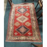 Caucasian Kazak Design Rug red and blue