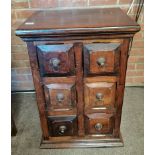 A pair of cabinets with 6 drawers on each in mahogany style - H83cm x W56cm x D45cm