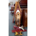 2 x Church style mirrors, clock, vintage toy plane and car
