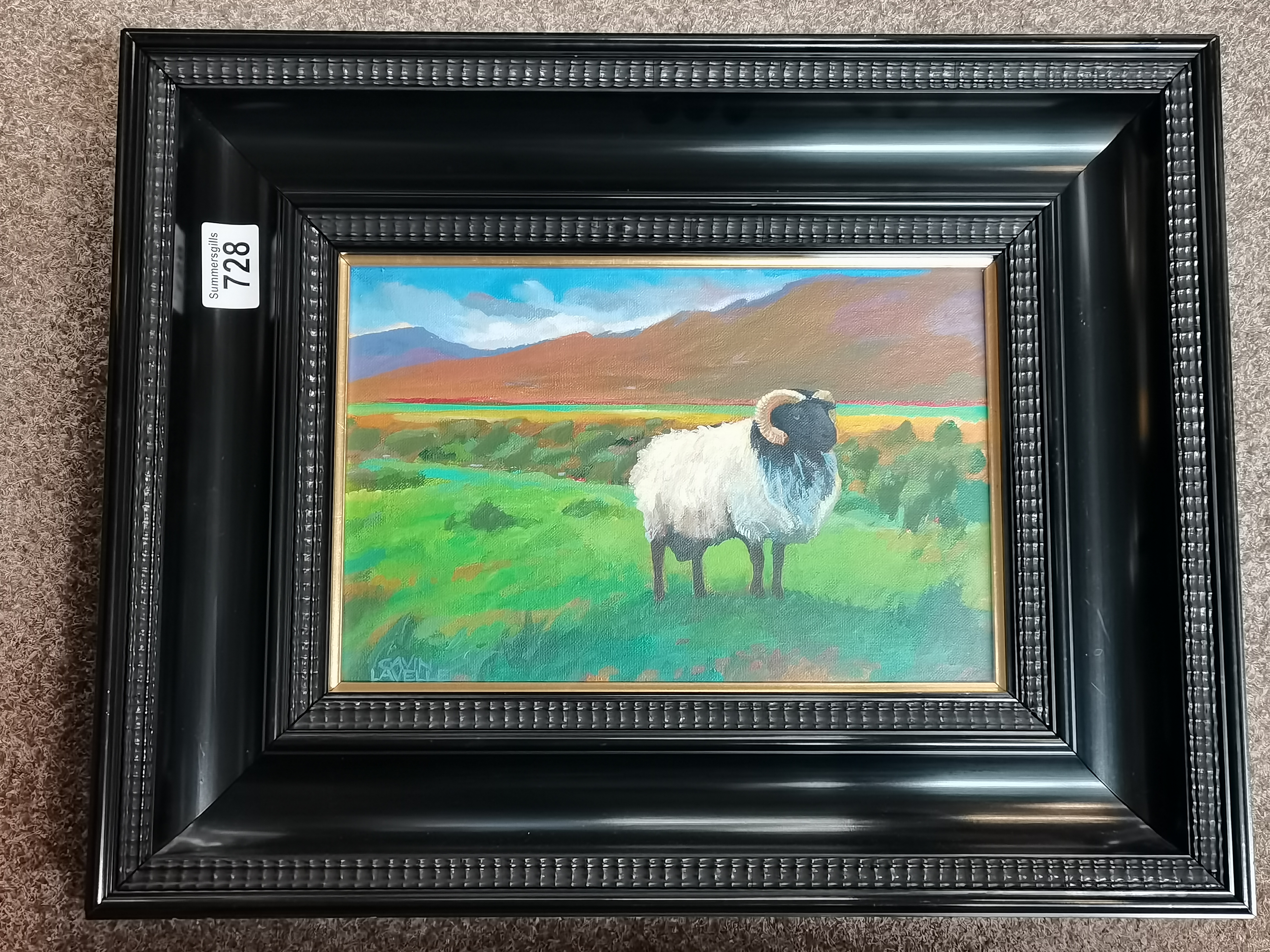 Gavin Lavelle....oil on board MAYO RAM - ERRIFE VALLEY 30cm x 20cm