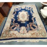 Large Blue and Cream Deep pile rug