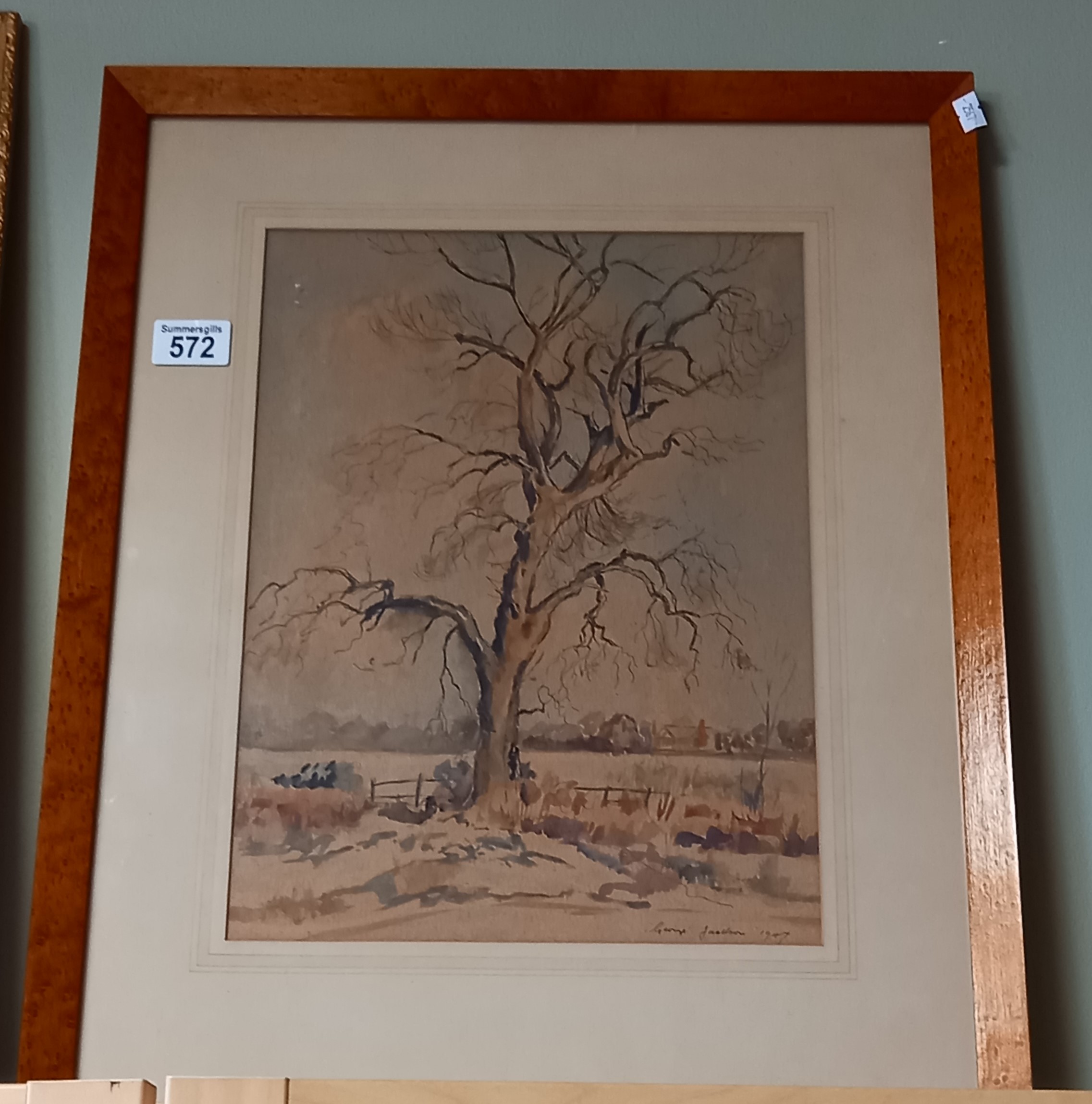 Framed painting of tree by George Jackson of Ripon