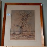 Framed painting of tree by George Jackson of Ripon