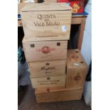 6 x vintage wine boxes that previously contained: Quinta do Vale Meao (from the Douro: arguably Port