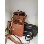 3 x vintage cameras and pair of binoculars in original cases