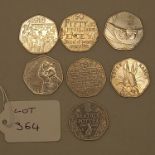 X7 Rare 50 Pence Pieces