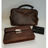 Antique Doctors Bag and leather letter satchel