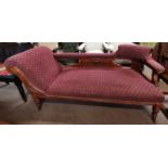 A victorian mahogany chaise longue with good carving