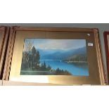 2 x signed paintings of Italian Lakes in gilt fram