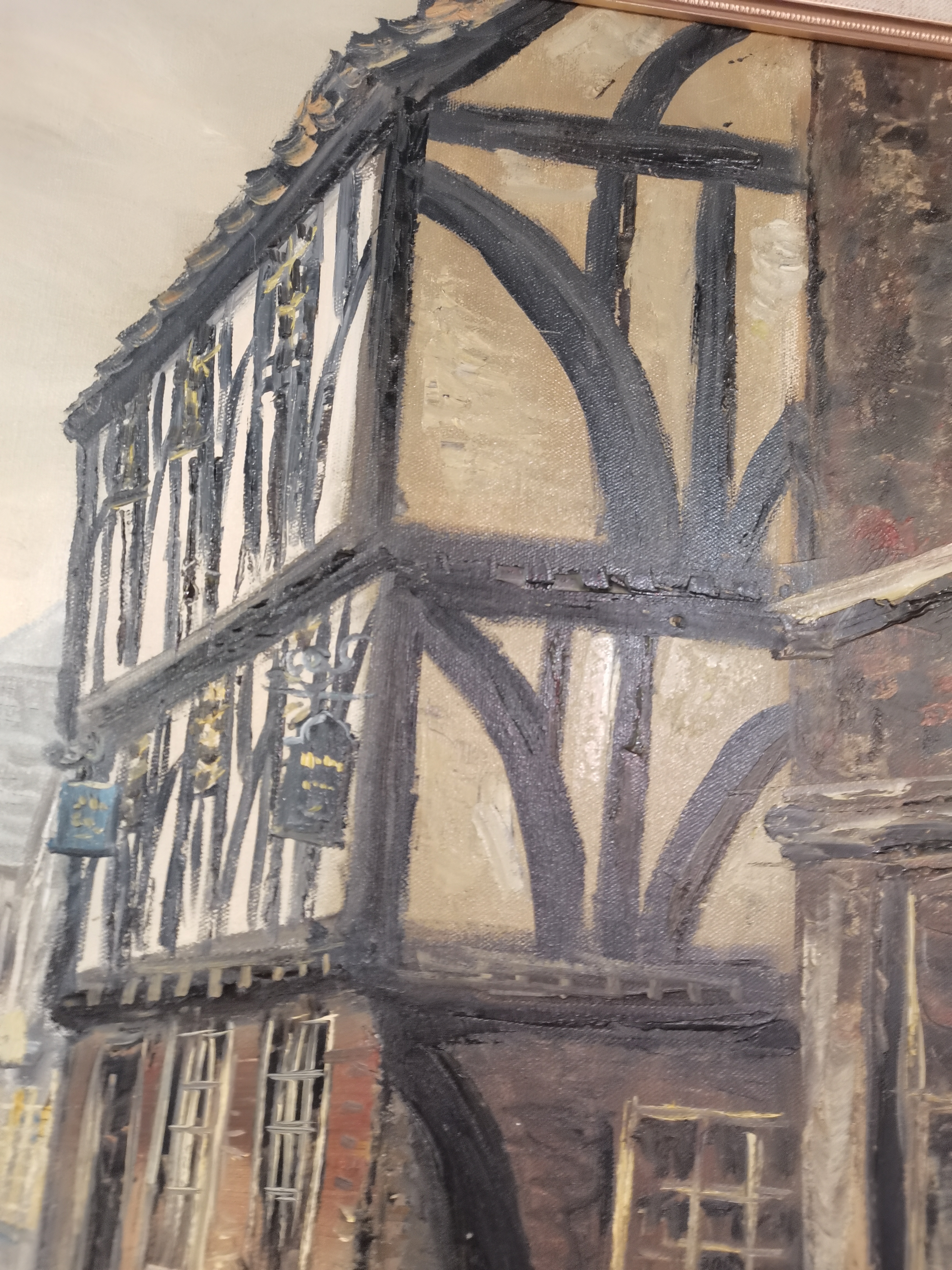 A Beautiful signed Oil painting of the Shambles by Landscape artist Robert Ixer (with paperwork) 52c - Bild 3 aus 6