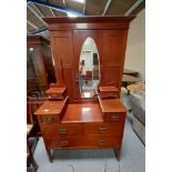 Mahogany wardrobe with oval mirror plus matching dressing table (mirror missing)