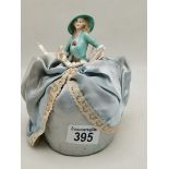 Victorian pincushions plus porcelain lady figures