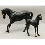 Beswick Black Beauty and foal