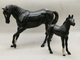Beswick Black Beauty and foal