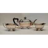 A SILVER-PLATED THREE-PIECE TEA SERVICE, LATE 19TH/EARLY 20TH CENTURY