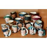 17 x miniature and small Royal Doulton Character jugs