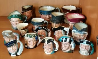 17 x miniature and small Royal Doulton Character jugs