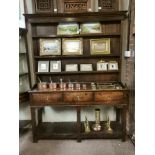 1.45 long Early oak dresser with plate rack