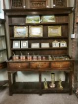 1.45 long Early oak dresser with plate rack