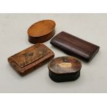 4 x antqiue wooden snuff boxes