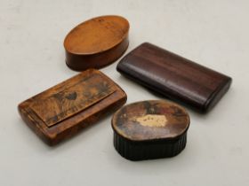 4 x antqiue wooden snuff boxes