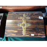 An Antique rosewood stationery box with gilt decor