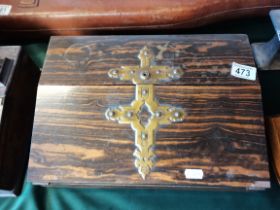 An Antique rosewood stationery box with gilt decor