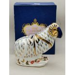 Crown Derby ram Goviersof Sidmouth gold stopper ex