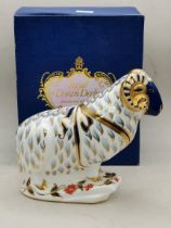 Crown Derby ram Goviersof Sidmouth gold stopper ex