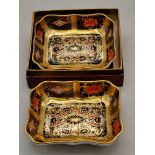 2 x Royal Crown Derby Old Imari 1128 Rectangular Pin / Trinket dishes