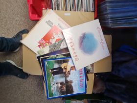 Box of LP records incl "South Pacific" and "Fiddler on the Roof"
