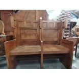 Antique solid oak Bible shelved pew (1880s)