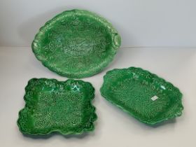 x3 'Don' Pottery bowls in green