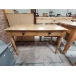 Antique pine desk with 2 drawers