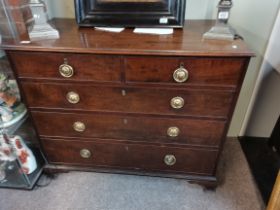 4ht Mahogany chest of drawers with original brass hoop handles