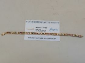 A 9 carat gold fancy sapphire bracelet