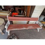 Large Antique wooden Yates & Haywood garden bench with cast iron sides from 1880's W190cm