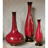 x3 Carlton Ware Rouge Royal Vases