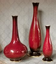 x3 Carlton Ware Rouge Royal Vases