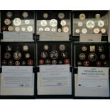 Six Royal Mint UK proof coin sets