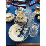 A Blue and White Fruit part Dinner Service "No 7890 Deposf 7" and Crystal Glasses
