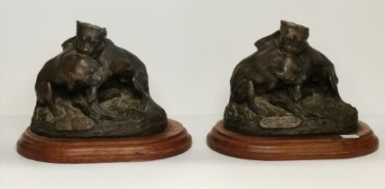 Pair of Bronze style "Game Dog" figures